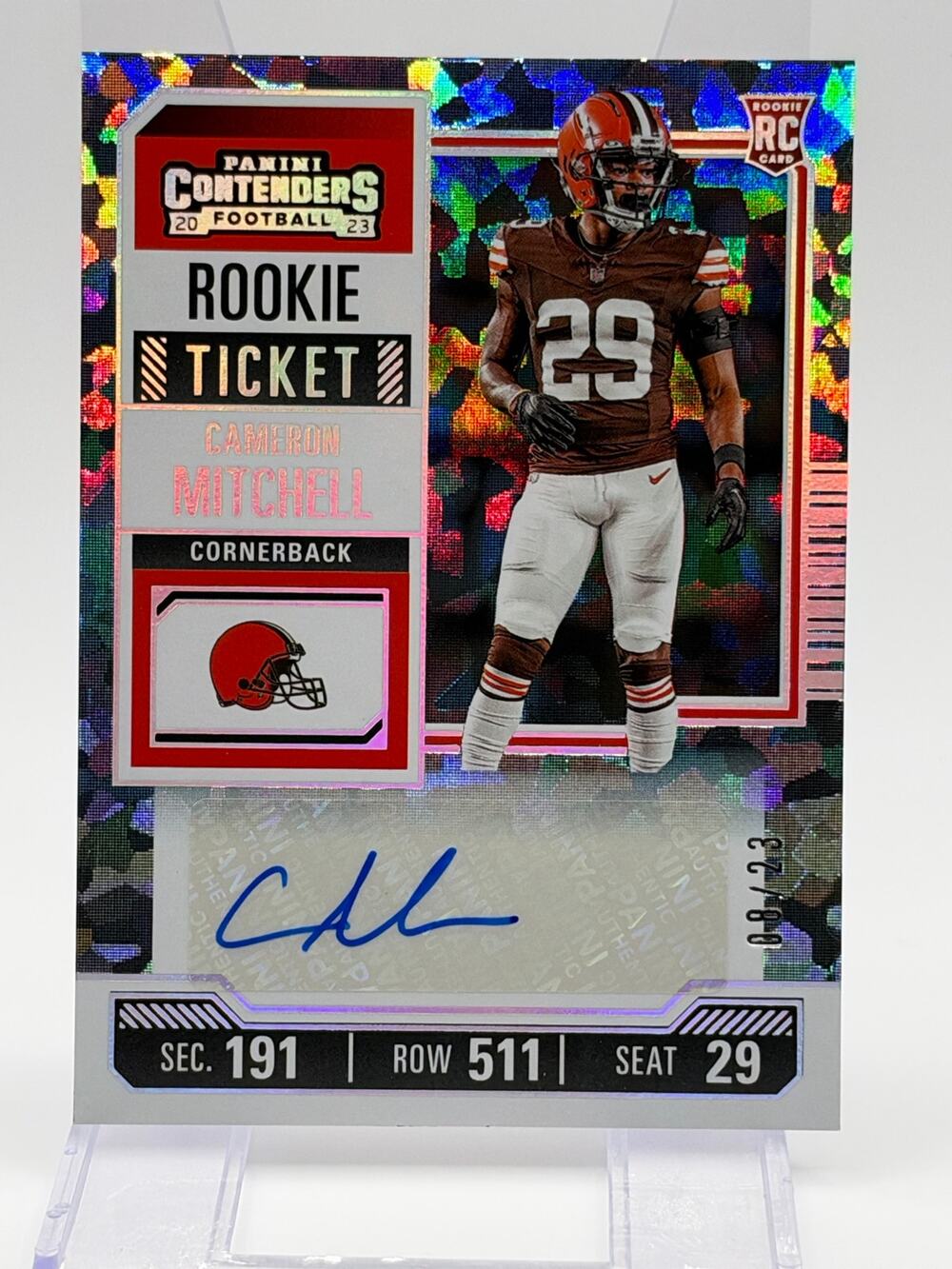2023 Contenders Cameron Mitchell Rookie Ticket Cracked Ice Auto 8/23 SP RC Colts